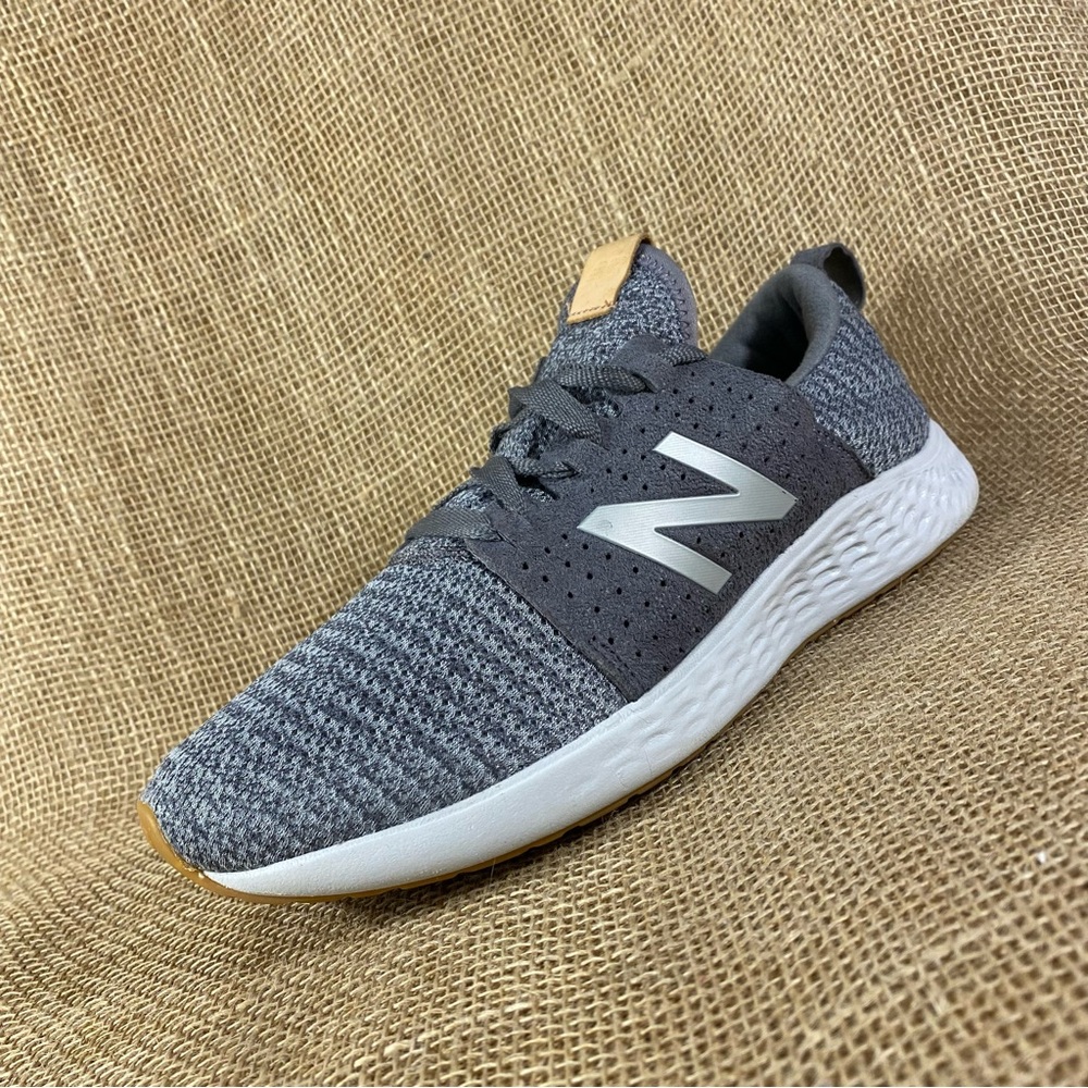 New balance fresh foam running shoes gray suede tan lite weight men’s size 9 - Picture 2 of 13